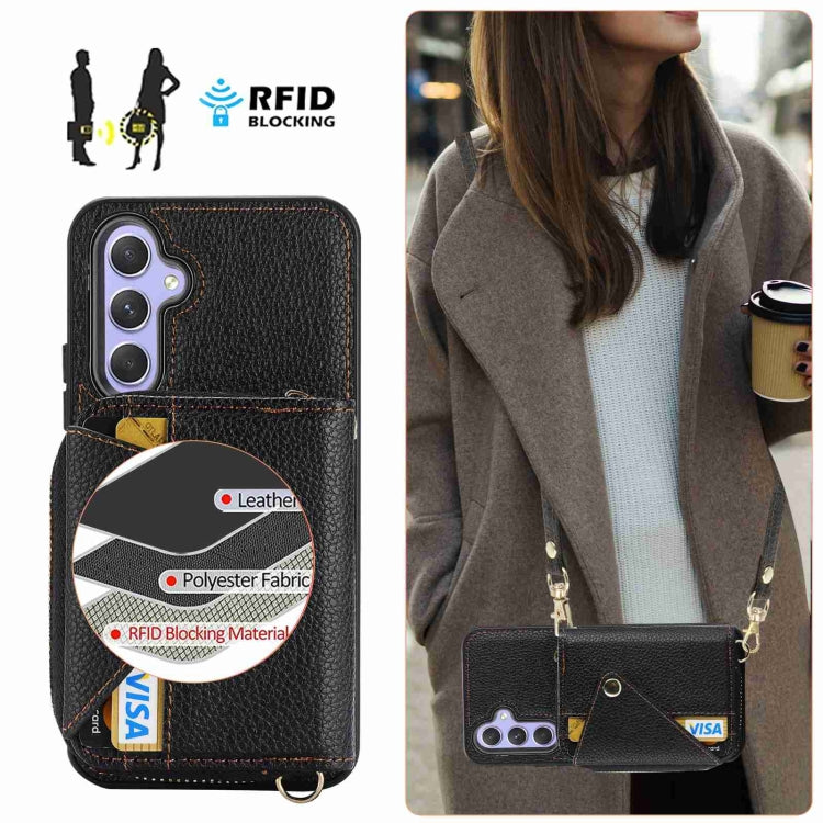 For Samsung Galaxy S24+ 5G Crossbody Zipper Card Bag RFID Anti-theft Phone Case(Black) - Galaxy S24+ 5G Cases by PMC Jewellery | Online Shopping South Africa | PMC Jewellery | Buy Now Pay Later Mobicred