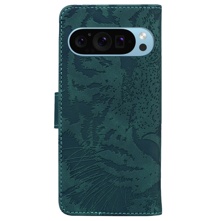 For Google Pixel 9 Pro 5G Tiger Embossing Pattern Flip Leather Phone Case(Green) - Google Cases by PMC Jewellery | Online Shopping South Africa | PMC Jewellery | Buy Now Pay Later Mobicred