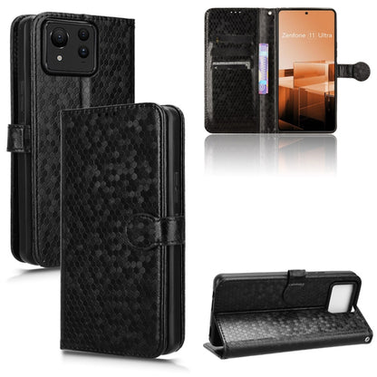 For Asus Zenfone 11 Ultra Honeycomb Dot Texture Leather Phone Case(Black) - ASUS Cases by PMC Jewellery | Online Shopping South Africa | PMC Jewellery | Buy Now Pay Later Mobicred