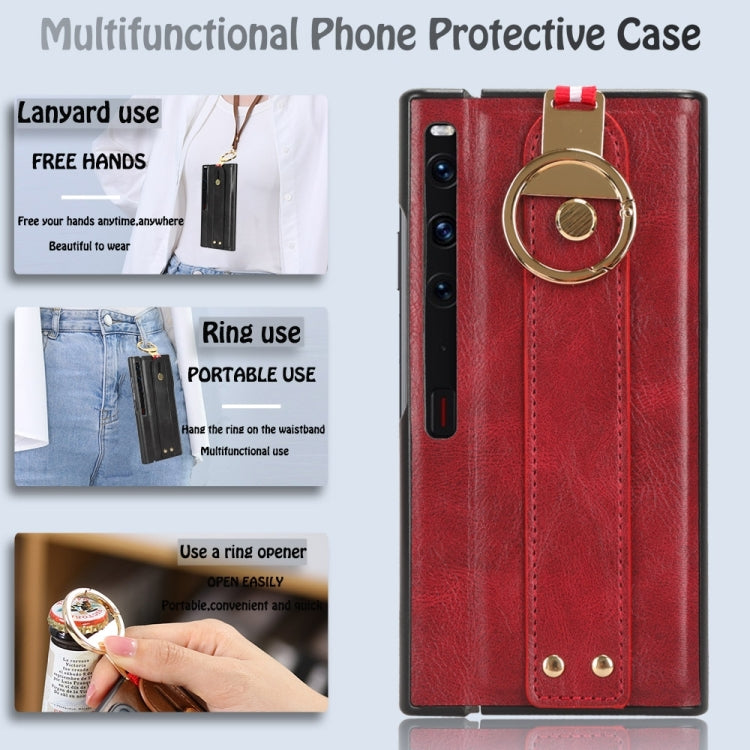 For Huawei Mate X / XS Wristband Leather Back Phone Case(Red) - Huawei Cases by PMC TechLife | Online Shopping South Africa | PMC TechLife | Buy Now Pay Later Mobicred