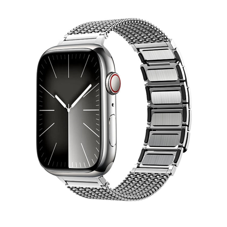 For Apple Watch Ultra 49mm Magnetic Clasp Braided Chain Stainless Steel Watch Band(Silver) - Watch Bands by PMC Jewellery | Online Shopping South Africa | PMC Jewellery