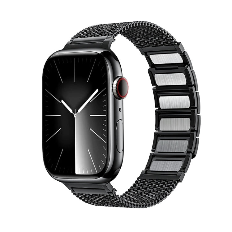 For Apple Watch Series 2 42mm Magnetic Clasp Braided Chain Stainless Steel Watch Band(Black) - Watch Bands by PMC Jewellery | Online Shopping South Africa | PMC Jewellery