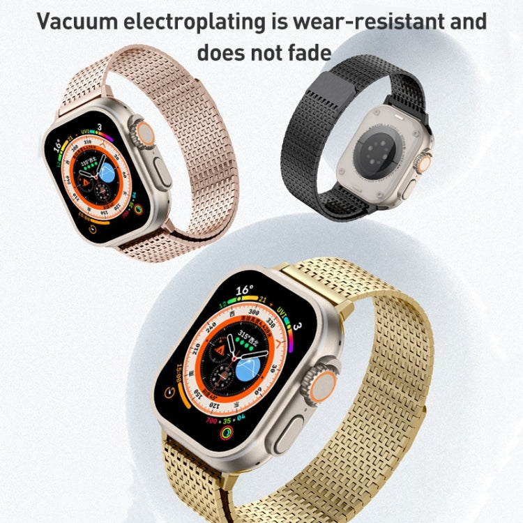 For Apple Watch Ultra 49mm Milanese Loop Magnetic Clasp Stainless Steel Watch Band(Gold) - Watch Bands by PMC Jewellery | Online Shopping South Africa | PMC Jewellery