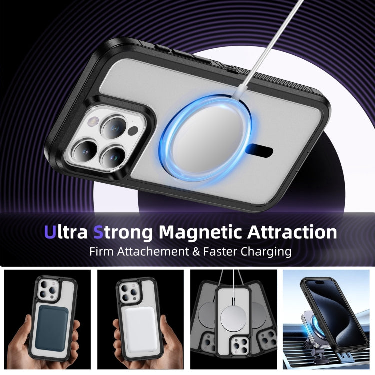 For iPhone 13 Pro Max Guard Magsafe Magnetic Ring Matte Phone Case(Black+Transparent) - iPhone 13 Pro Max Cases by PMC Jewellery | Online Shopping South Africa | PMC Jewellery