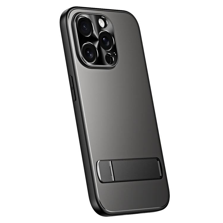 For iPhone 15 Pro Max R-JUST RJ-61 Electroplating Frosted TPU + PC Phone Case with Holder(Grey) - iPhone 15 Pro Max Cases by R-JUST | Online Shopping South Africa | PMC Jewellery