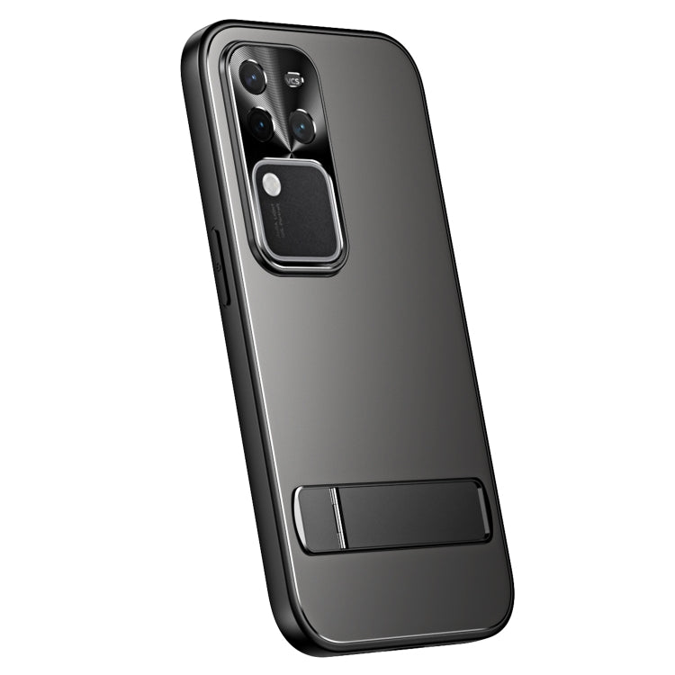 For vivo S18 Pro R-JUST RJ-61 Electroplating Frosted TPU + PC Phone Case with Holder(Grey) - S18 Pro Cases by R-JUST | Online Shopping South Africa | PMC TechLife
