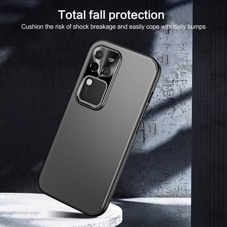 For vivo S18 Pro R-JUST RJ-61 Electroplating Frosted TPU + PC Phone Case with Holder(Blue) - S18 Pro Cases by R-JUST | Online Shopping South Africa | PMC TechLife