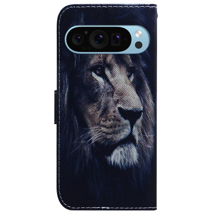 For Google Pixel 9 Pro Coloured Drawing Flip Leather Phone Case(Lion) - Google Cases by PMC Jewellery | Online Shopping South Africa | PMC Jewellery | Buy Now Pay Later Mobicred