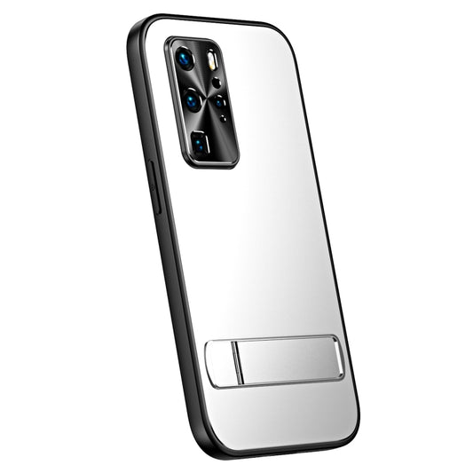 For Huawei P40 R-JUST RJ-61 Electroplating Frosted TPU + PC Phone Case with Holder(Silver) - Huawei Cases by R-JUST | Online Shopping South Africa | PMC Jewellery