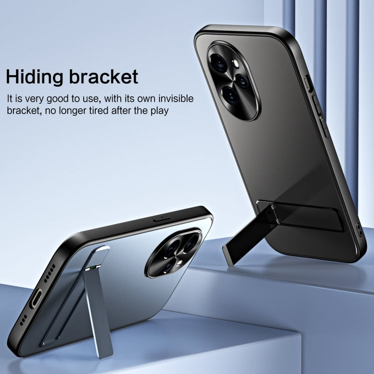 For Honor 100 R-JUST RJ-61 Electroplating Frosted TPU + PC Phone Case with Holder(Blue) - Honor Cases by R-JUST | Online Shopping South Africa | PMC TechLife | Buy Now Pay Later Mobicred