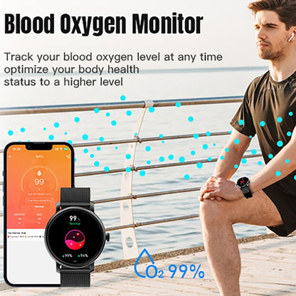 LEMFO LF35 1.43 inch AMOLED Round Screen Steel Strap Smart Watch Supports Blood Oxygen Detection(Gold) - Smart Watches by LEMFO | Online Shopping South Africa | PMC Jewellery | Buy Now Pay Later Mobicred