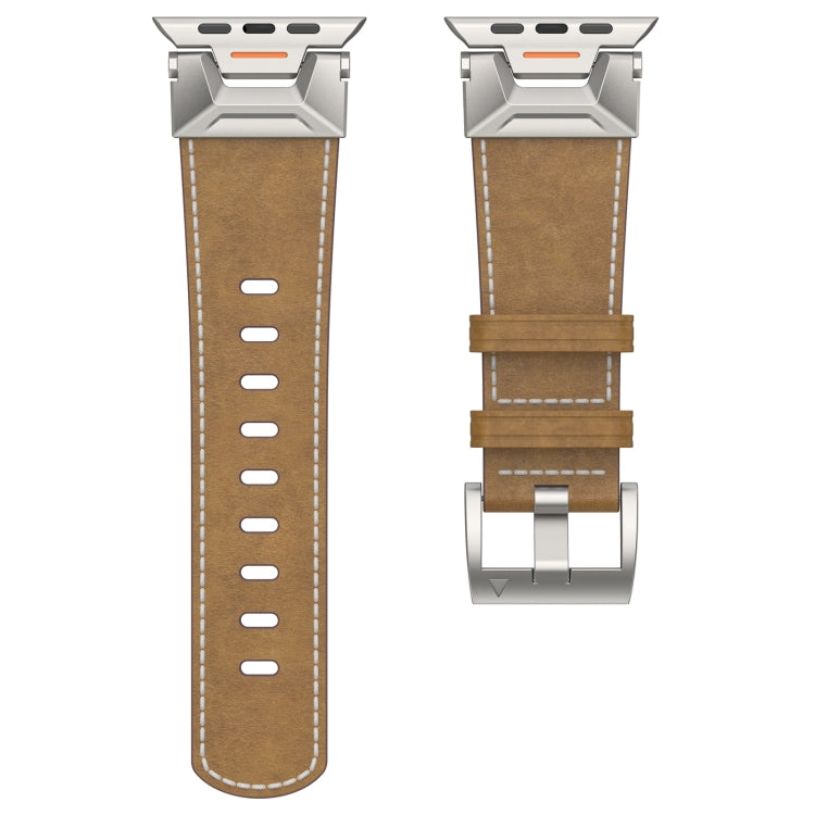 For Apple Watch Ultra 49mm Mecha Style Leather Watch Band(Light Brown) - Watch Bands by PMC TechLife | Online Shopping South Africa | PMC TechLife