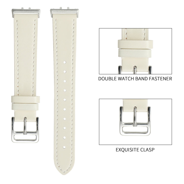 For Samsung Galaxy Fit 3 Sewing Thread Genuine Leather Watch Band(Black) - Watch Bands by PMC TechLife | Online Shopping South Africa | PMC TechLife