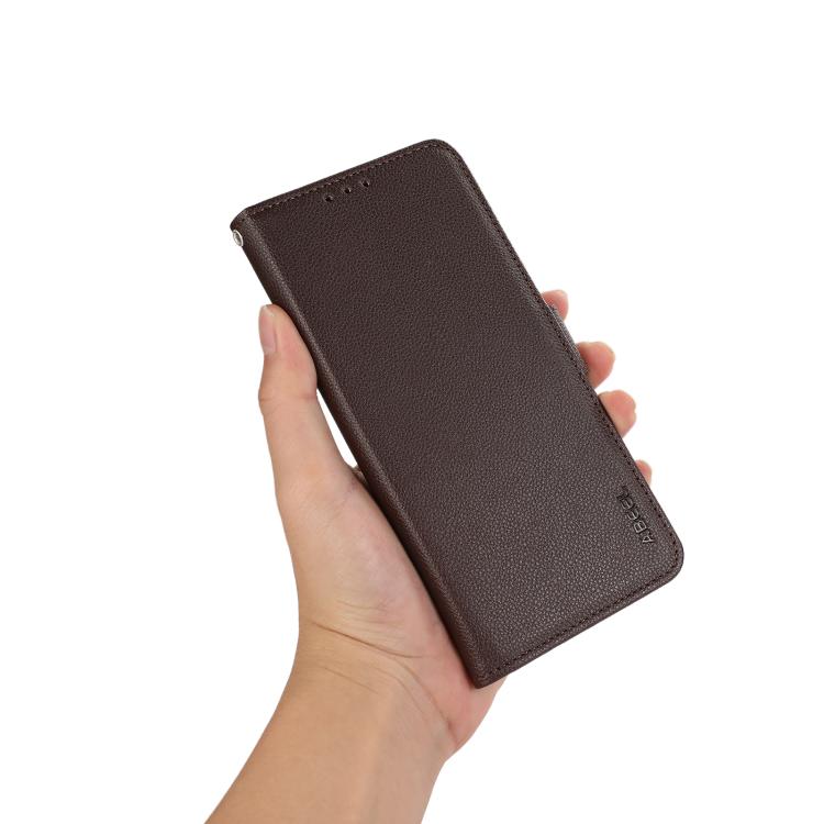 For iPhone 17 Air ABEEL Side-Magnetic Litchi Pattern Leather RFID Phone Case(Brown) - free shipping - PMc TechLife - Order now!