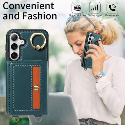 For Samsung Galaxy S24 5G Crossbodys Wallet Bag Ring Holder Leather Phone Case(Green) - Galaxy S24 5G Cases by PMC Jewellery | Online Shopping South Africa | PMC Jewellery | Buy Now Pay Later Mobicred