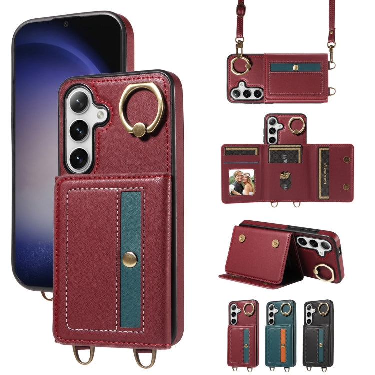 For Samsung Galaxy S24 5G Crossbodys Wallet Bag Ring Holder Leather Phone Case(Red) - Galaxy S24 5G Cases by PMC Jewellery | Online Shopping South Africa | PMC Jewellery | Buy Now Pay Later Mobicred