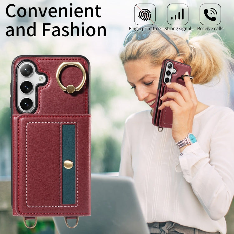 For Samsung Galaxy S24 5G Crossbodys Wallet Bag Ring Holder Leather Phone Case(Red) - Galaxy S24 5G Cases by PMC Jewellery | Online Shopping South Africa | PMC Jewellery | Buy Now Pay Later Mobicred