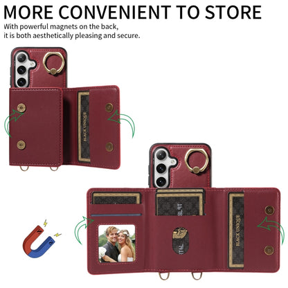 For Samsung Galaxy S24 5G Crossbodys Wallet Bag Ring Holder Leather Phone Case(Red) - Galaxy S24 5G Cases by PMC Jewellery | Online Shopping South Africa | PMC Jewellery | Buy Now Pay Later Mobicred