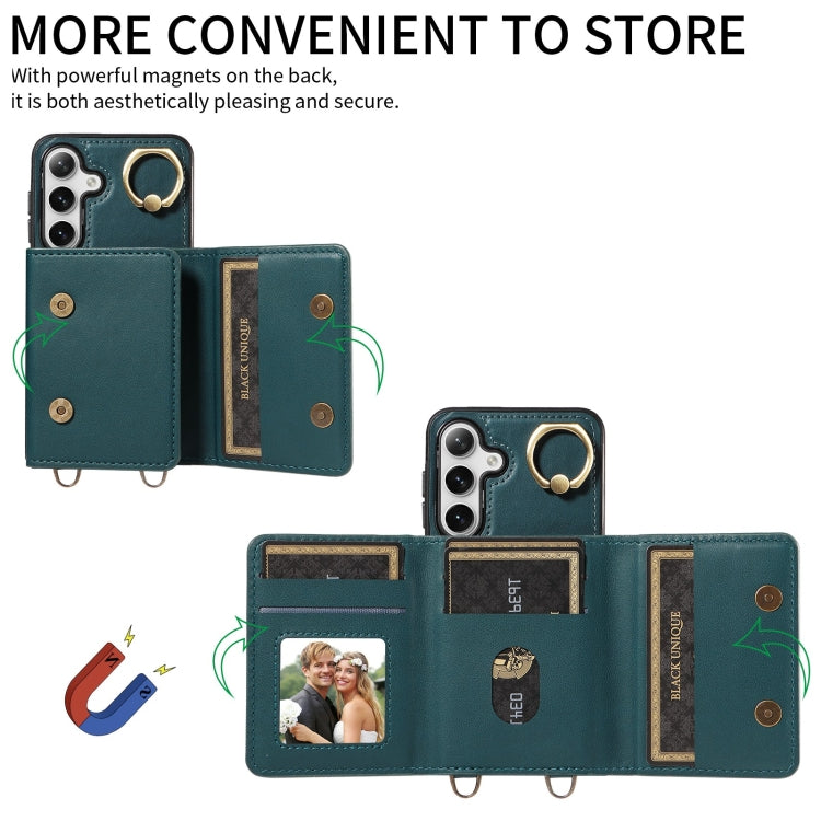 For Samsung Galaxy S24+ 5G Crossbodys Wallet Bag Ring Holder Leather Phone Case(Green) - Galaxy S24+ 5G Cases by PMC Jewellery | Online Shopping South Africa | PMC Jewellery | Buy Now Pay Later Mobicred