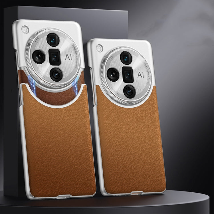 For OPPO Find X7 Ultra GKK Mortise-Tenon Connection Contrast Color Leather Shockproof Phone Case(Brown) - OPPO Cases by GKK | Online Shopping South Africa | PMC Jewellery | Buy Now Pay Later Mobicred