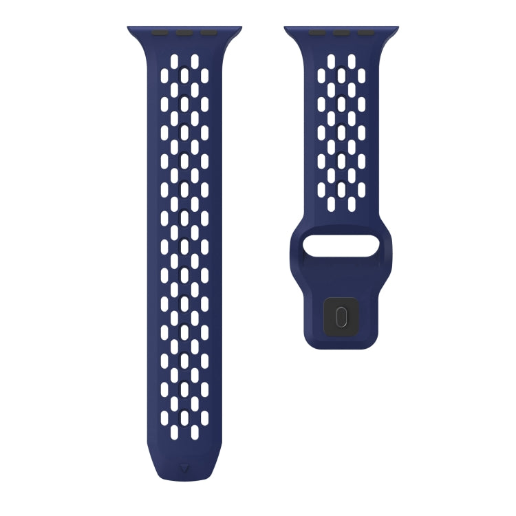 For Apple Watch SE 44mm Oval Holes Fluororubber Watch Band(Midnight Blue) - Watch Bands by PMC Jewellery | Online Shopping South Africa | PMC Jewellery