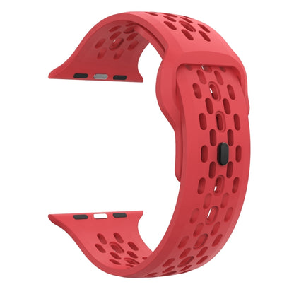 For Apple Watch Series 5 44mm Oval Holes Fluororubber Watch Band(Red) - Watch Bands by PMC Jewellery | Online Shopping South Africa | PMC Jewellery