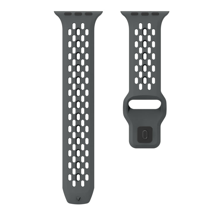 For Apple Watch Series 2 42mm Oval Holes Fluororubber Watch Band(Dark Grey) - Watch Bands by PMC Jewellery | Online Shopping South Africa | PMC Jewellery