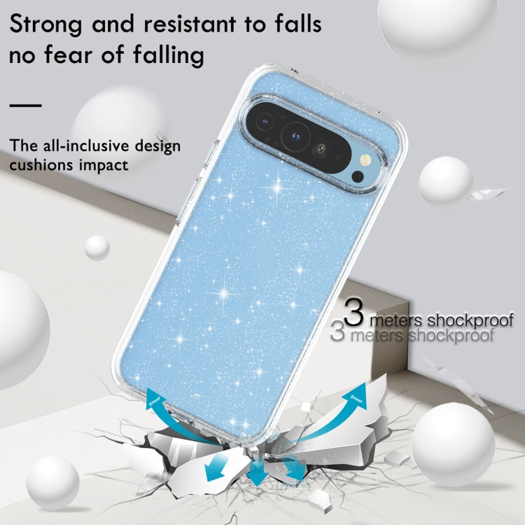 For ?Google Pixel 9 Pro Terminator Style Shockproof Phone Case(Glitter White) - Google Cases by PMC Jewellery | Online Shopping South Africa | PMC Jewellery | Buy Now Pay Later Mobicred