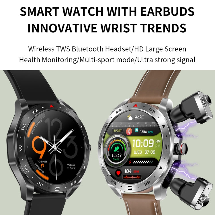 LEMFO T95 1.52 inch IPS Screen 2 in 1 Bluetooth Earphone Smart Watch Support Health Monitoring(Silver) - Smart Watches by LEMFO | Online Shopping South Africa | PMC Jewellery