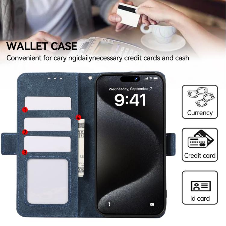 For iPhone 17 ABEEL Frosted Magnetic RFID Leather Phone Case(Blue) - free shipping - PMc TechLife - Order now!