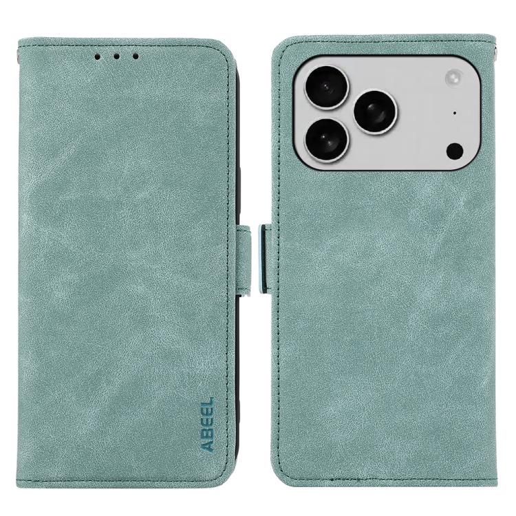 For iPhone 17 Pro ABEEL Frosted Magnetic RFID Leather Phone Case(Cyan) - free shipping - PMc TechLife - Order now!