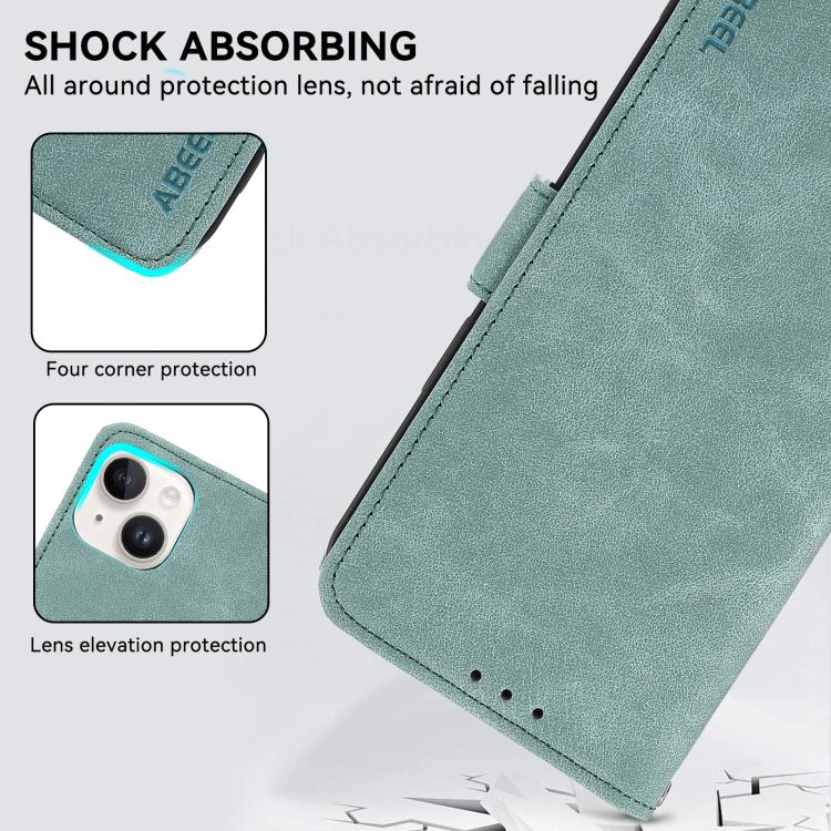 For iPhone 17 Pro ABEEL Frosted Magnetic RFID Leather Phone Case(Cyan) - free shipping - PMc TechLife - Order now!