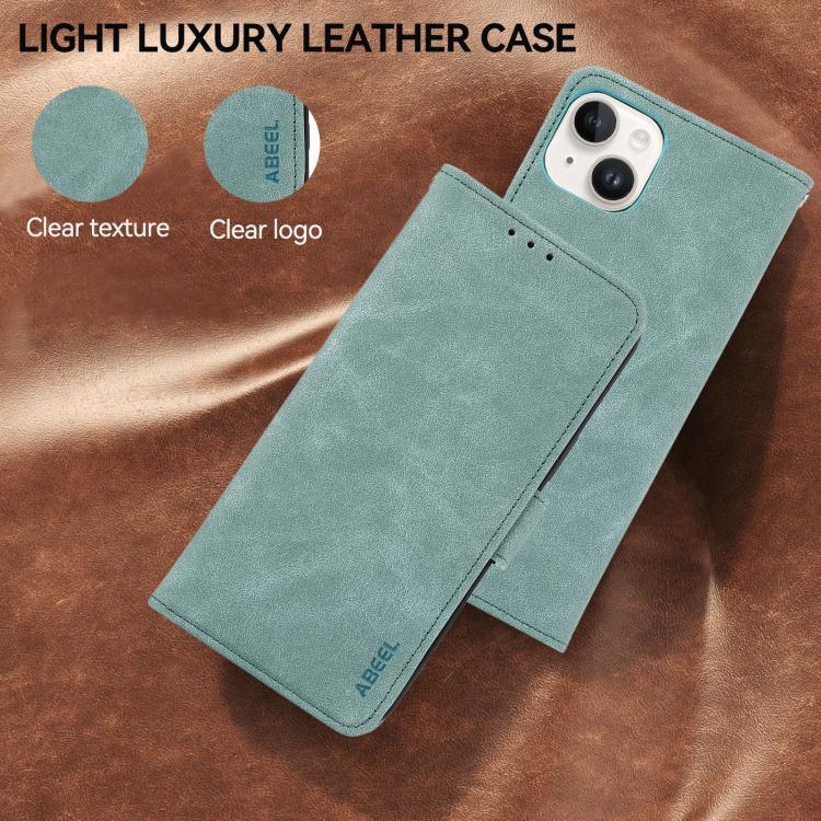 For iPhone 17 Pro ABEEL Frosted Magnetic RFID Leather Phone Case(Cyan) - free shipping - PMc TechLife - Order now!