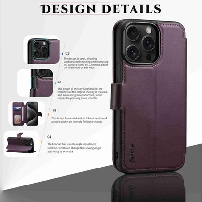 For iPhone 14 Pro ESEBLE E1 Nappa Texture MagSafe Holder Leather Phone Case(Dark Purple) - iPhone 14 Pro Cases by ESEBLE | Online Shopping South Africa | PMC Jewellery | Buy Now Pay Later Mobicred