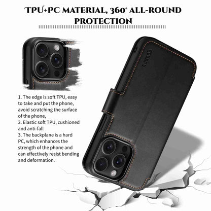 For iPhone 15 ESEBLE E1 Nappa Texture MagSafe Holder Leather Phone Case(Black) - iPhone 15 Cases by ESEBLE | Online Shopping South Africa | PMC Jewellery | Buy Now Pay Later Mobicred