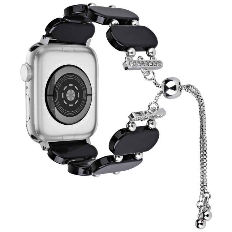 For Apple Watch Series 9 45mm Resin Retractable Chain Watch Band(Black) - Watch Bands by PMC TechLife | Online Shopping South Africa | PMC TechLife
