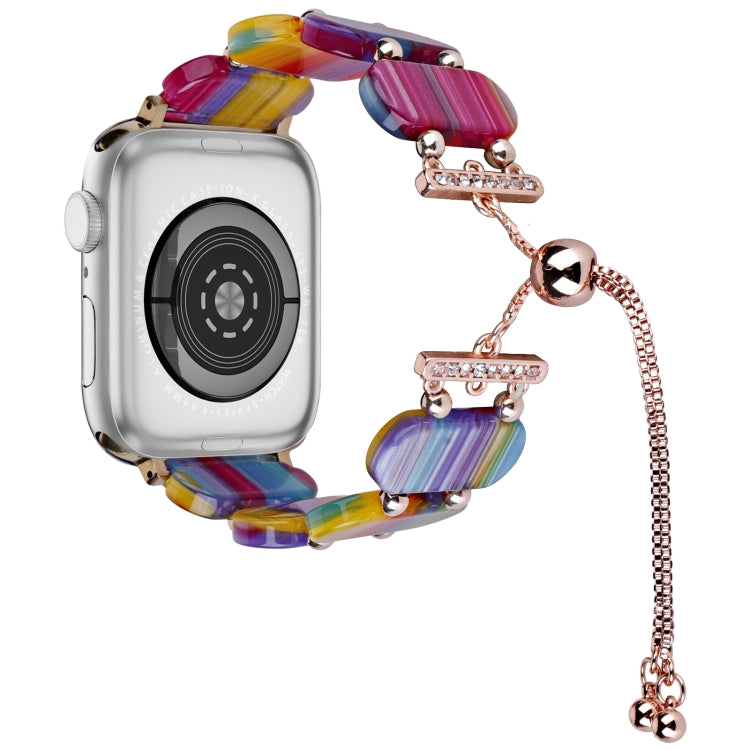 For Apple Watch Series 9 45mm Resin Retractable Chain Watch Band(Rainbow) - Watch Bands by PMC TechLife | Online Shopping South Africa | PMC TechLife