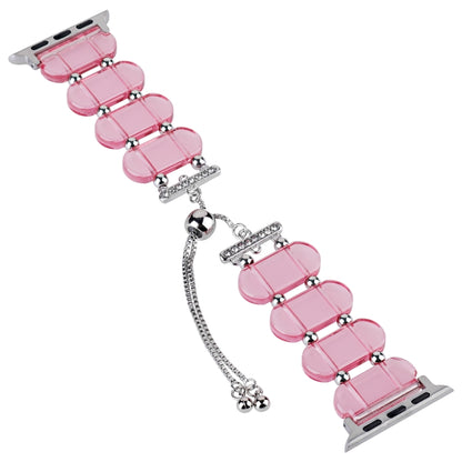 For Apple Watch Series 9 41mm Resin Retractable Chain Watch Band(Pink) - Watch Bands by PMC Jewellery | Online Shopping South Africa | PMC Jewellery