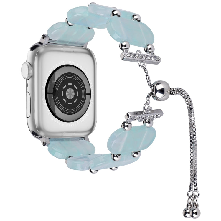 For Apple Watch Series 9 41mm Resin Retractable Chain Watch Band(Ice Blue) - Watch Bands by PMC TechLife | Online Shopping South Africa | PMC TechLife