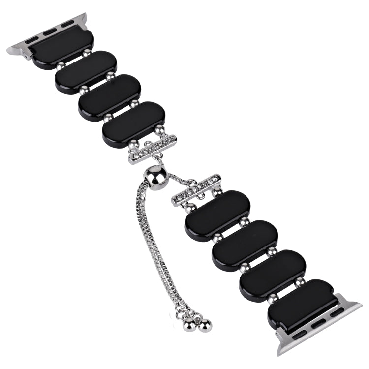 For Apple Watch Series 9 41mm Resin Retractable Chain Watch Band(Black) - Watch Bands by PMC TechLife | Online Shopping South Africa | PMC TechLife