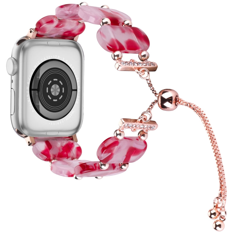 For Apple Watch Series 9 41mm Resin Retractable Chain Watch Band(Rose Red) - Watch Bands by PMC Jewellery | Online Shopping South Africa | PMC Jewellery