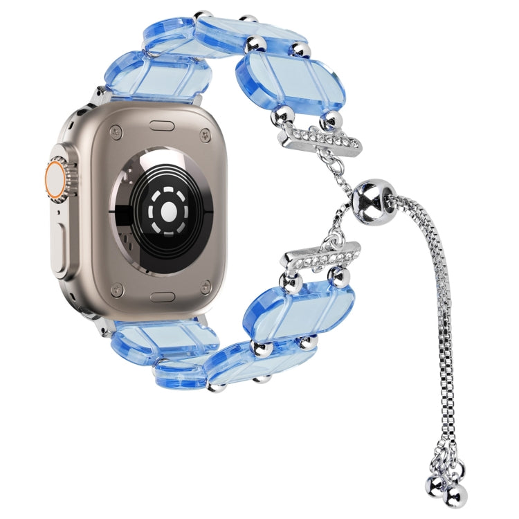 For Apple Watch Ultra 49mm Resin Retractable Chain Watch Band(Blue) - Watch Bands by PMC TechLife | Online Shopping South Africa | PMC TechLife | Buy Now Pay Later Mobicred