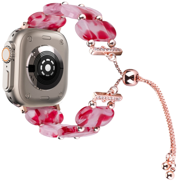 For Apple Watch Ultra 49mm Resin Retractable Chain Watch Band(Rose Red) - Watch Bands by PMC Jewellery | Online Shopping South Africa | PMC Jewellery