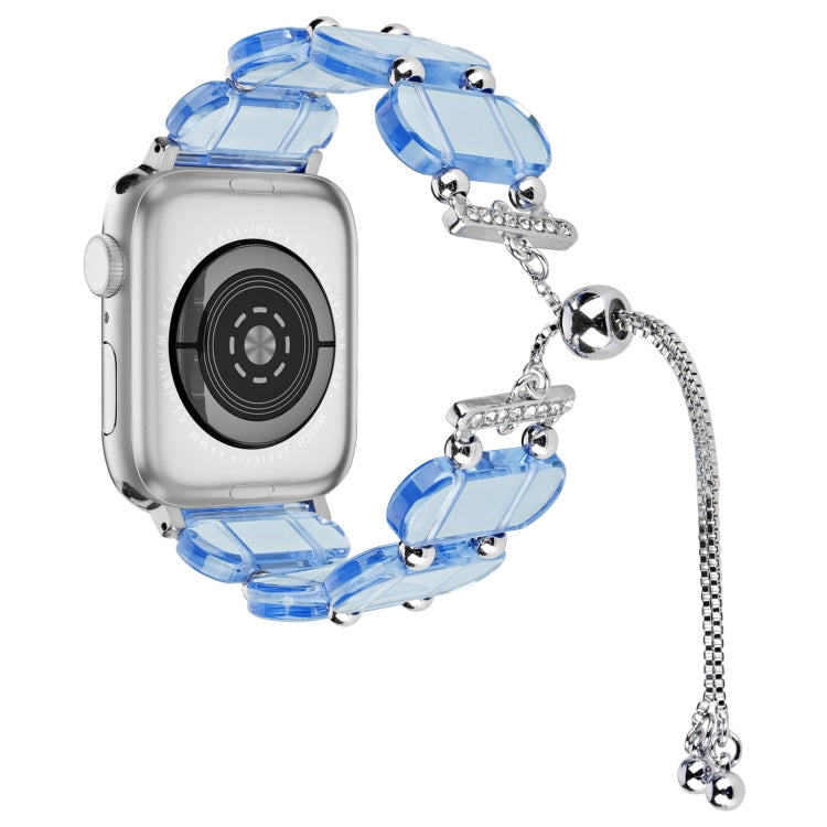 For Apple Watch Series 8 41mm Resin Retractable Chain Watch Band(Blue) - Watch Bands by PMC Jewellery | Online Shopping South Africa | PMC Jewellery