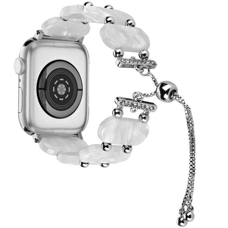 For Apple Watch Series 8 41mm Resin Retractable Chain Watch Band(Pearl White) - Watch Bands by PMC Jewellery | Online Shopping South Africa | PMC Jewellery