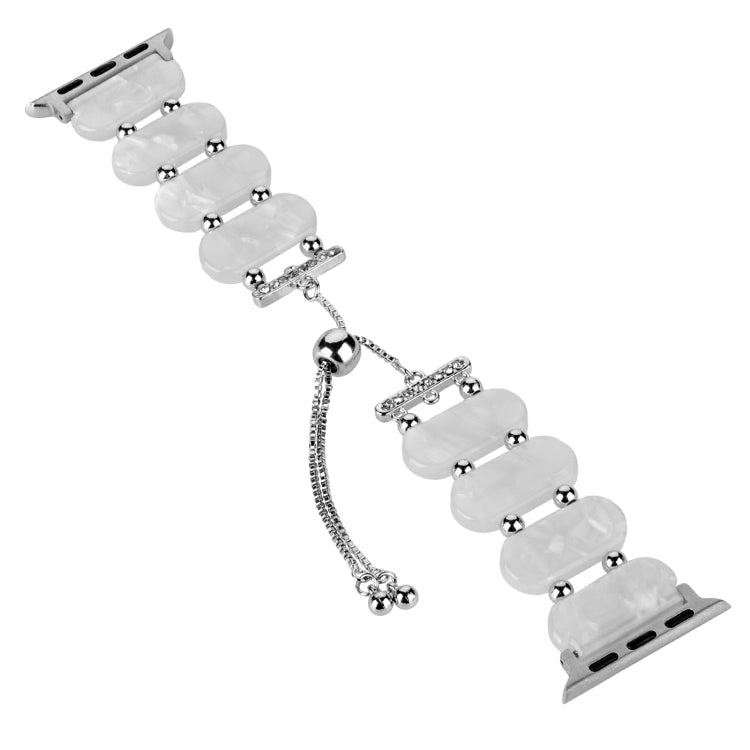 For Apple Watch Series 7 41mm Resin Retractable Chain Watch Band(Pearl White) - Watch Bands by PMC TechLife | Online Shopping South Africa | PMC TechLife