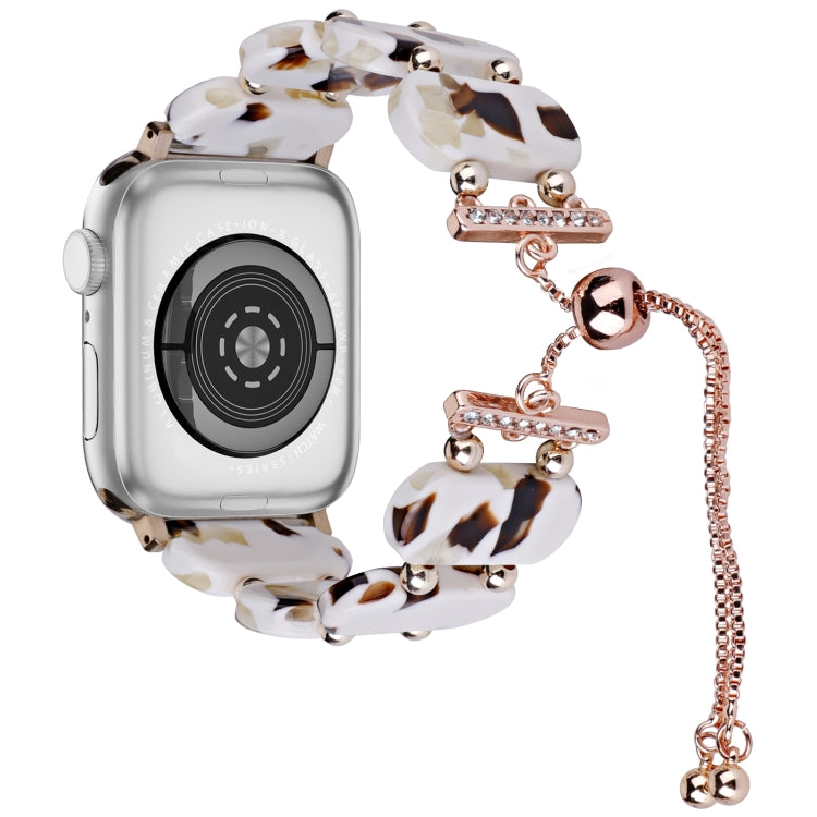 For Apple Watch Series 7 41mm Resin Retractable Chain Watch Band(Nougat) - Watch Bands by PMC TechLife | Online Shopping South Africa | PMC TechLife