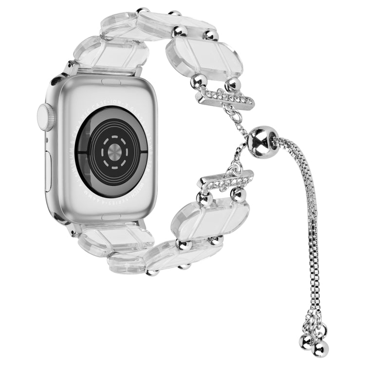 For Apple Watch Series 7 45mm Resin Retractable Chain Watch Band(Transparent) - Watch Bands by PMC TechLife | Online Shopping South Africa | PMC TechLife