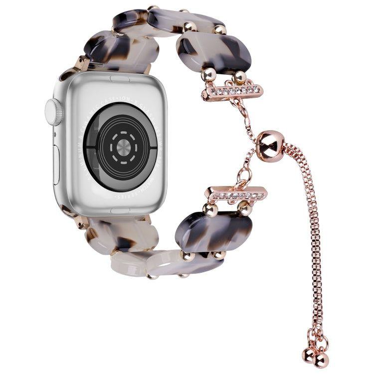 For Apple Watch SE 40mm Resin Retractable Chain Watch Band(Brown White) - Watch Bands by PMC TechLife | Online Shopping South Africa | PMC TechLife