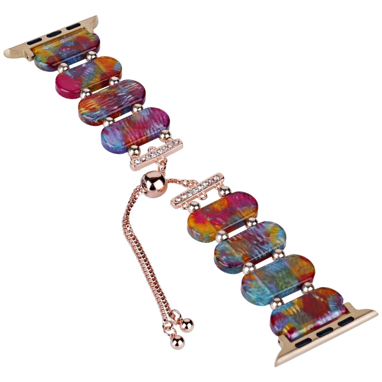 For Apple Watch SE 40mm Resin Retractable Chain Watch Band(Pearlescent Rainbow) - Watch Bands by PMC TechLife | Online Shopping South Africa | PMC TechLife